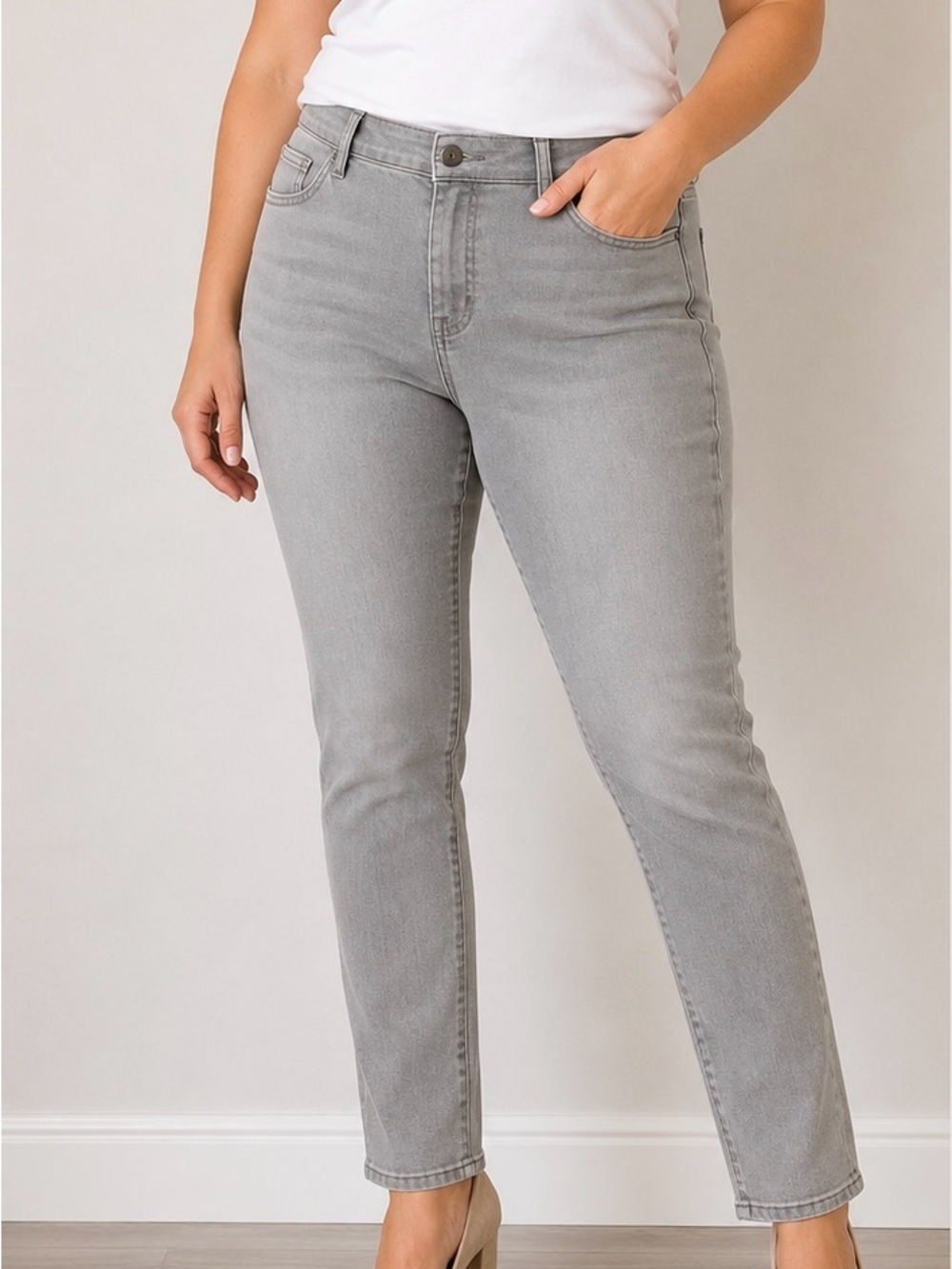 NYDJ Sheri Jeans Size 12 Gray Slim Curve Shaper Stretch Jeans NWT